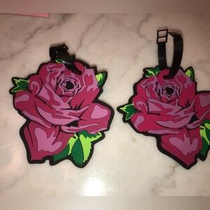 🌹2 Betsey Johnson Pink Rose Luggage Tags -